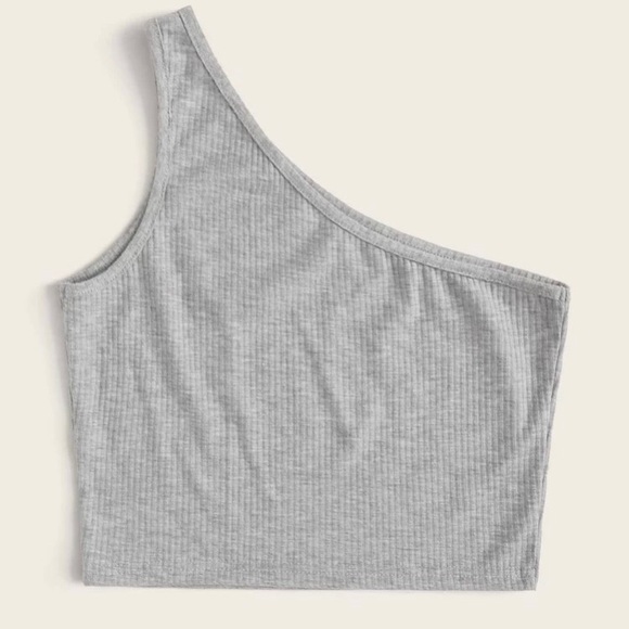 Shein Ribbed One-Shoulder Crop Top - Picture 3 of 3